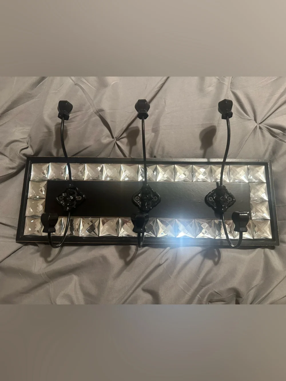 Hobby Lobby Black and Silver Crystal-Trim Wall Hook Rack